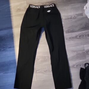 Versace Black Logo Waistband Pants Kids/womens